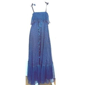 Vintage Blue Lace Prairie Maxi Dress